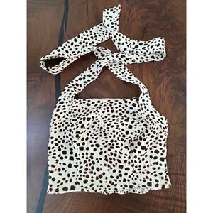 I.N.C. International Concepts Leopard Spot Linen Blend Halter Tie Top XS